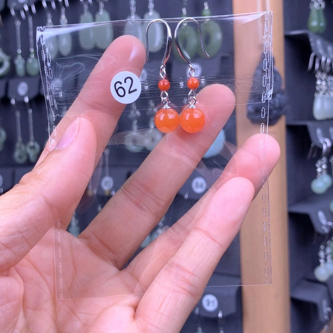 南红玛瑙耳饰银S925镶嵌小****活