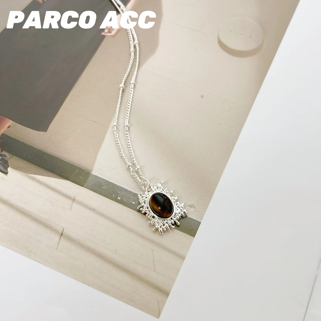 铜合金项链 C207  LORO 编织方块虎眼项链