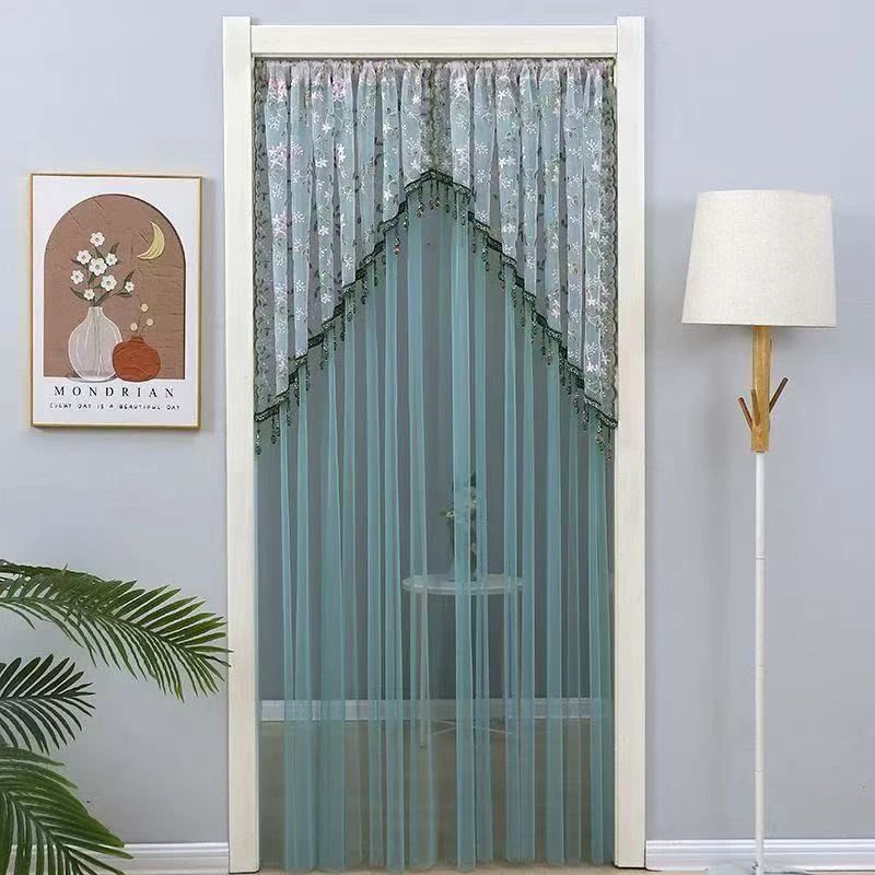 260*200高刺绣门帘手工串珠送伸缩杆绑绳