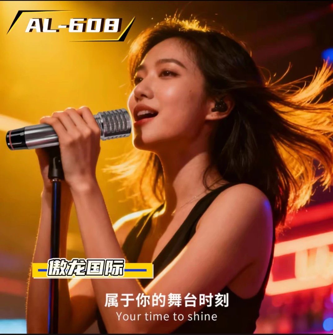 傲龙国际AL-608 专业数控高频无线传输抗干扰防啸叫高保真k歌话筒