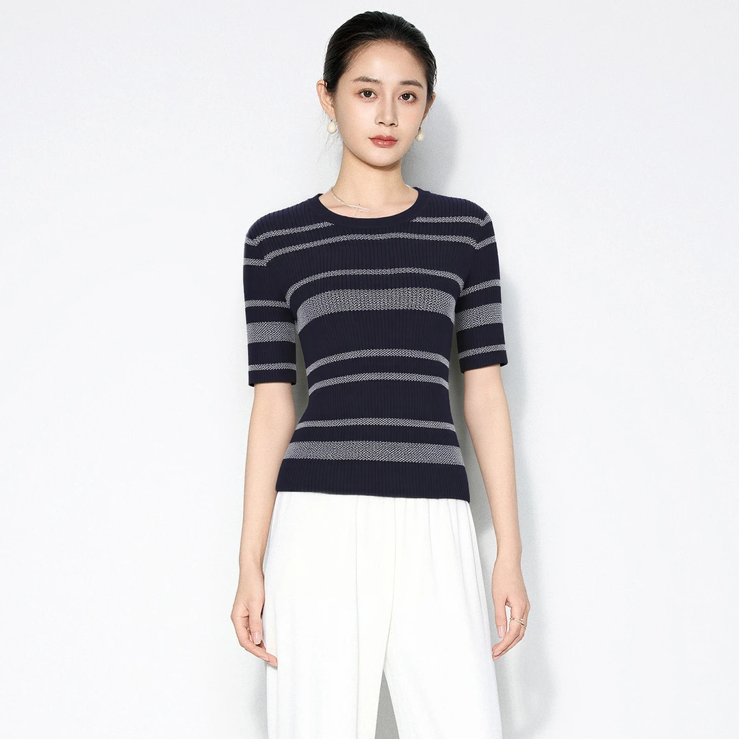 【福利专属】马天奴通勤条纹针织衫条纹上衣毛针织衫VHSC99SWH0