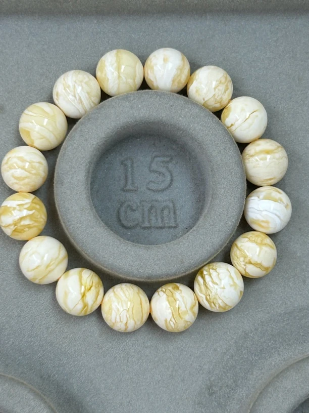 白花蜡琥皮千层雪12加16.4克圆珠手串