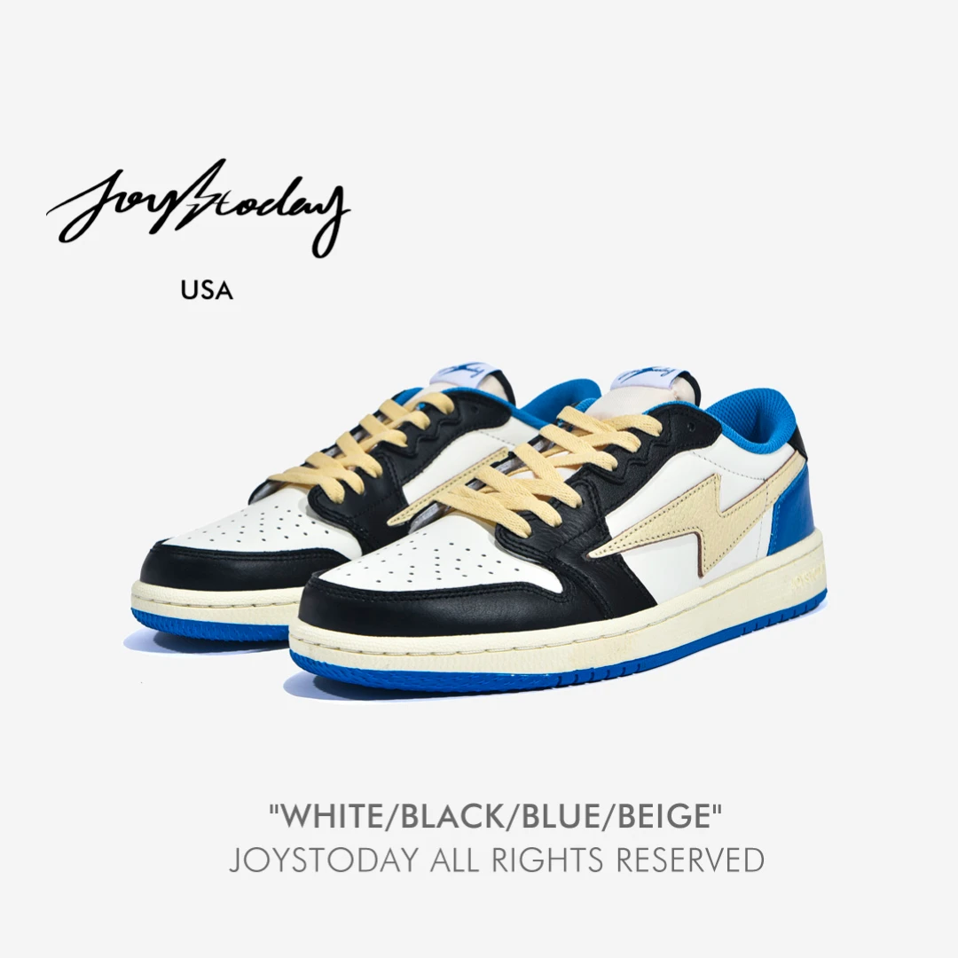 AIR JOYSTODAY联名款闪电AJ1经典复刻舒适防滑减震耐磨黑脚趾板鞋