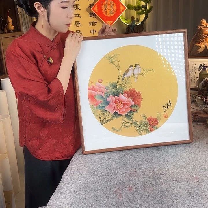 书法伊人阳亮工笔画牡丹