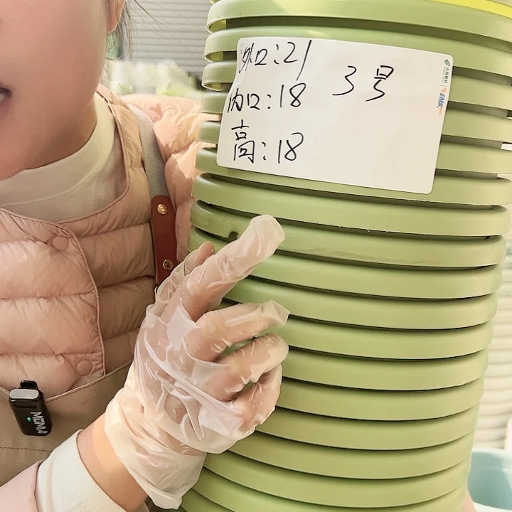 塑料瑕疵四季盆3#果绿色12个无托