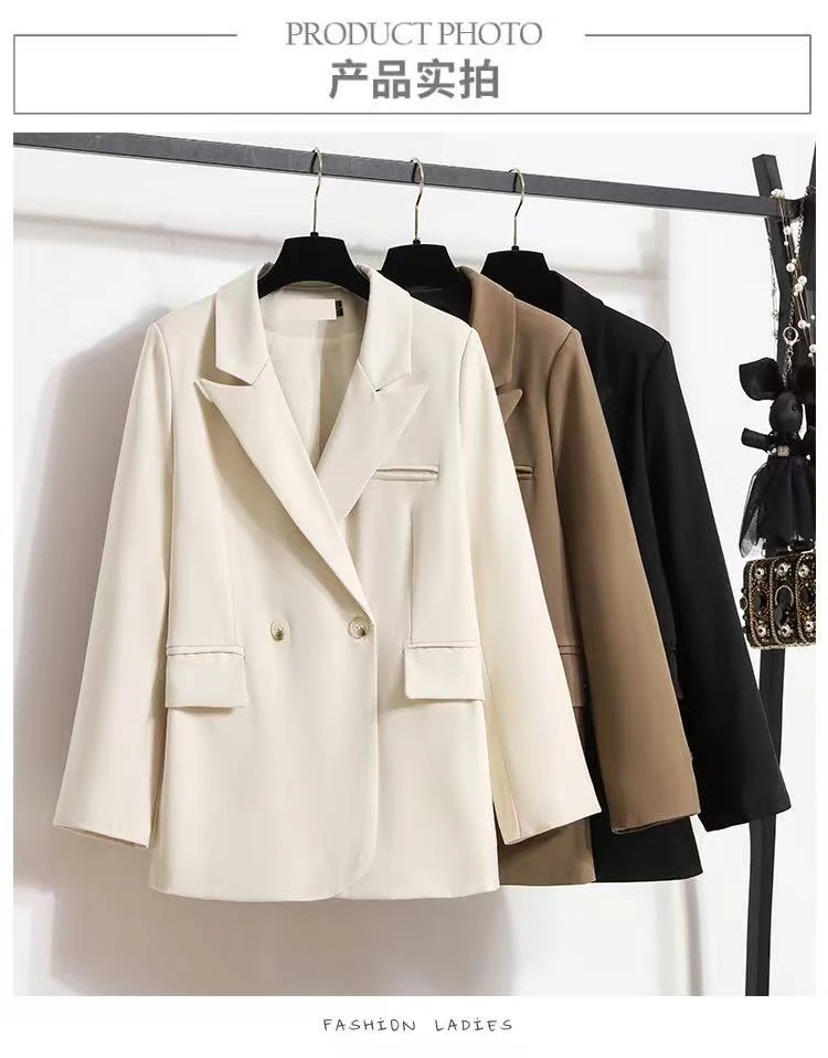 大码女装200斤女士英伦风修身西装百搭宽松复古港风秋季显瘦洋气