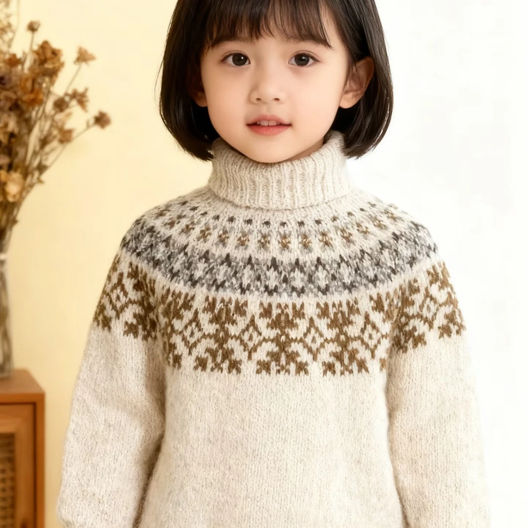 《鲁冰花》提花款 喜洋洋毛线柔软亲肤中粗手工编织  材料包+工具