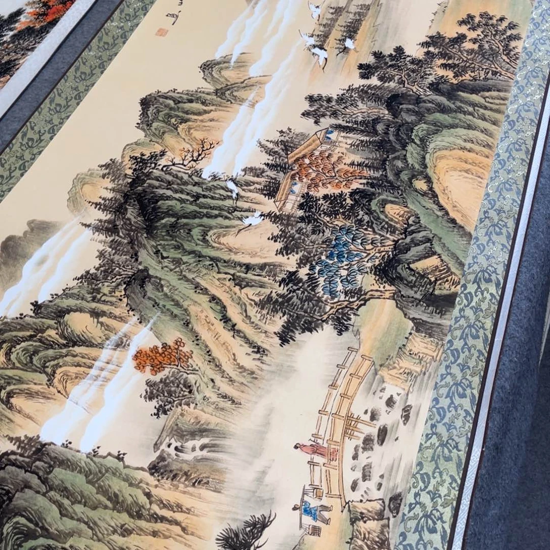 溪山隐逸六尺横幅东方美学装饰画210*70