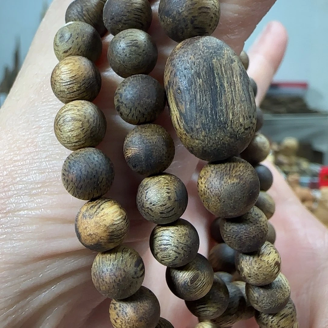 手串沉香绿奇楠沉香圆珠多圈定制款07手串