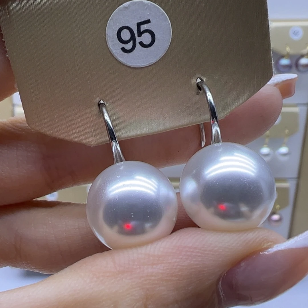 耳饰银S925镶嵌淡水珍珠