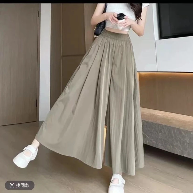 【有口袋】【多色多码】山本九分裙裤女高腰显瘦薄款阔腿裤11