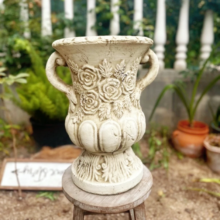 【南乔花园】手压红陶双耳收腰酒杯花盆  小众复古 庭院花园摆件