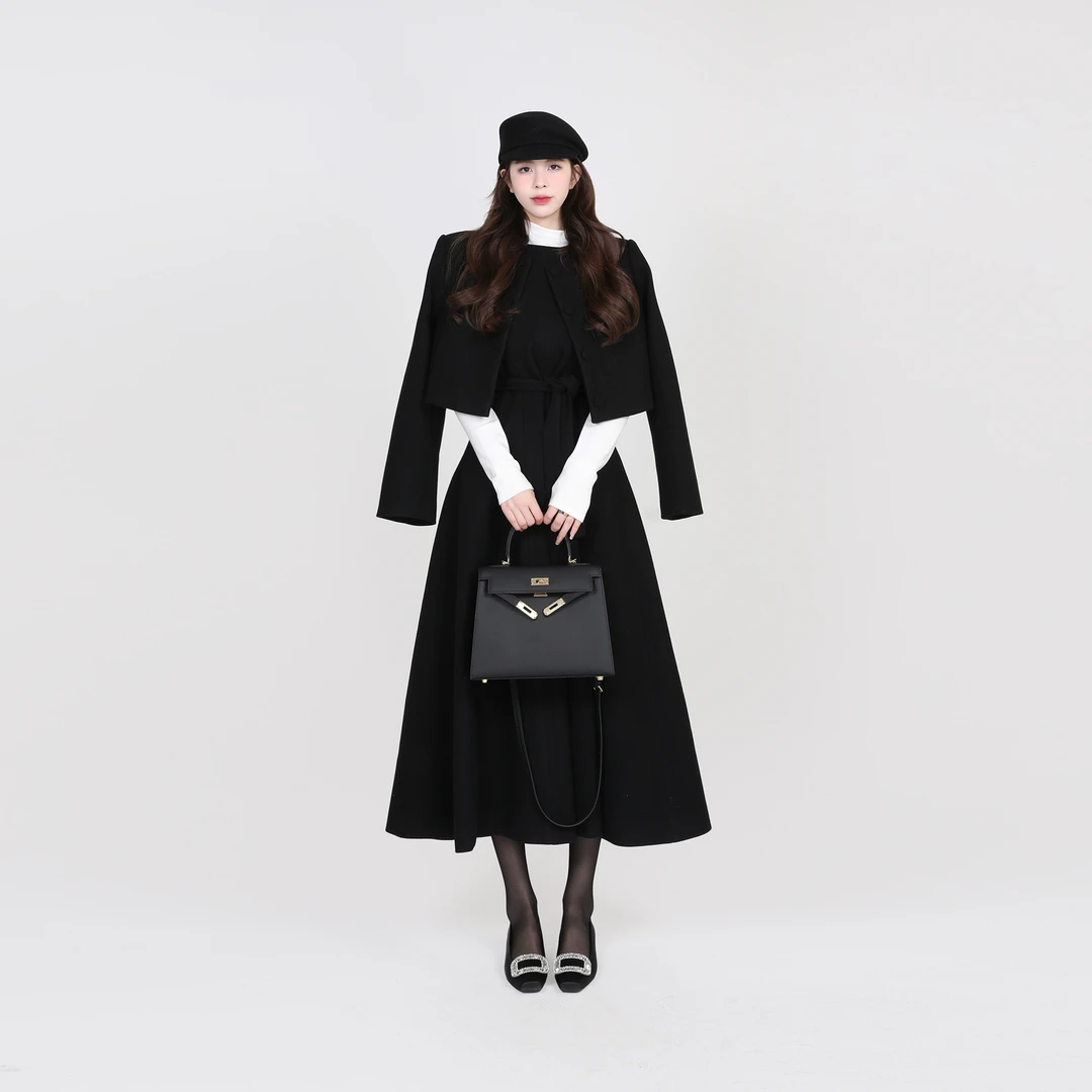 舒胡蕾 留洋千金 春秋毛呢套装时尚气质收腰显瘦法式赫本风