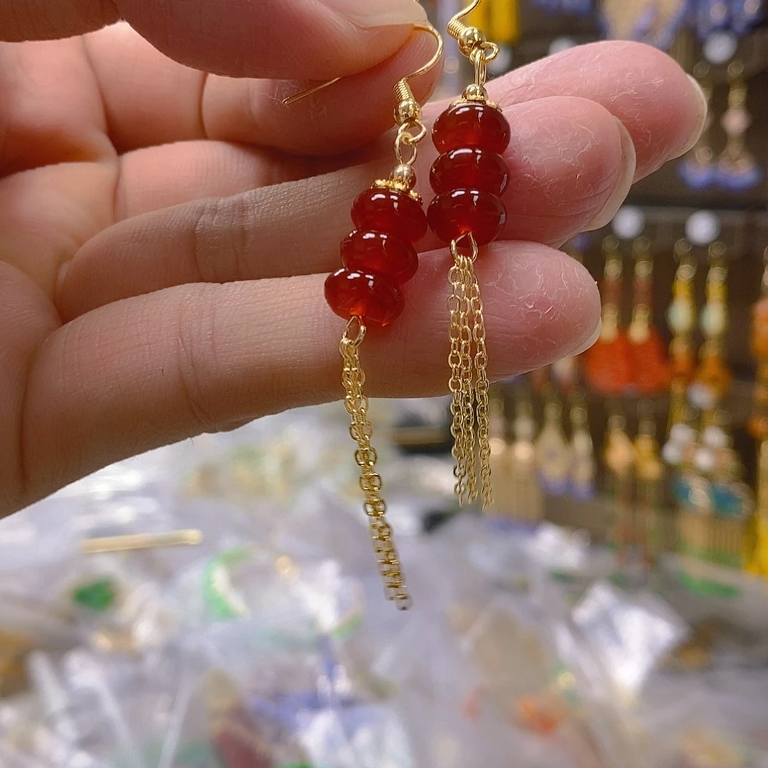 玛瑙/玉髓耳钉合金玛瑙