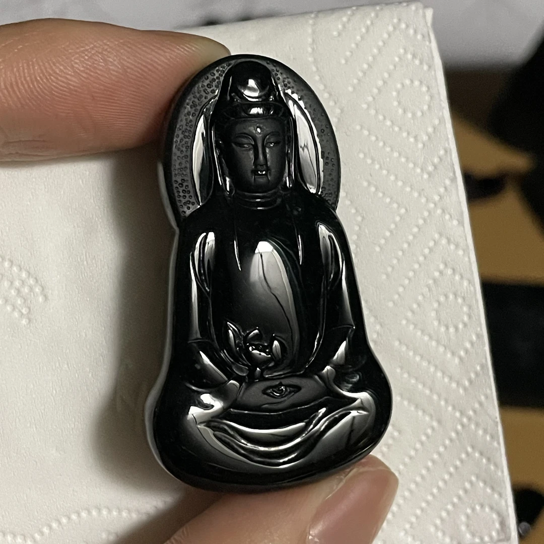 天然翡翠a货 素衣观音玉坠h