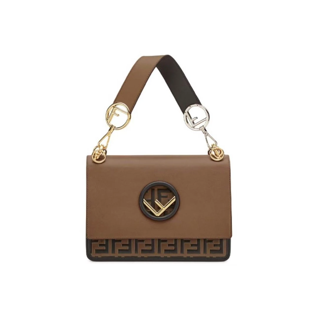 99新 FENDI/芬迪 棕色金标KAN i单肩包