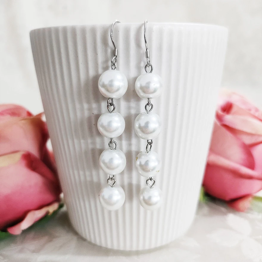 铜合金耳饰 手工气质百搭珠珠吊坠耳环2697