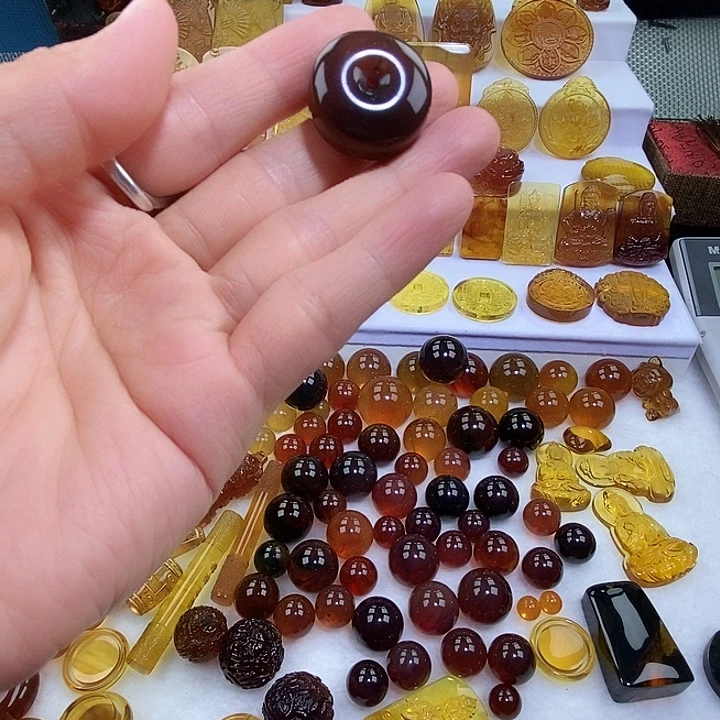 琥珀未镶嵌吊坠(不含链)天然缅甸琥珀棕珀平安扣