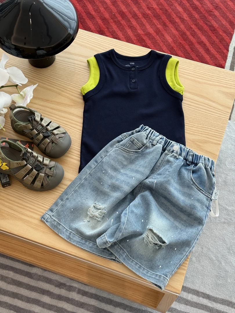 现货【破洞裤】男童韩版夏季牛仔宽松百搭洋气裤子CU25050