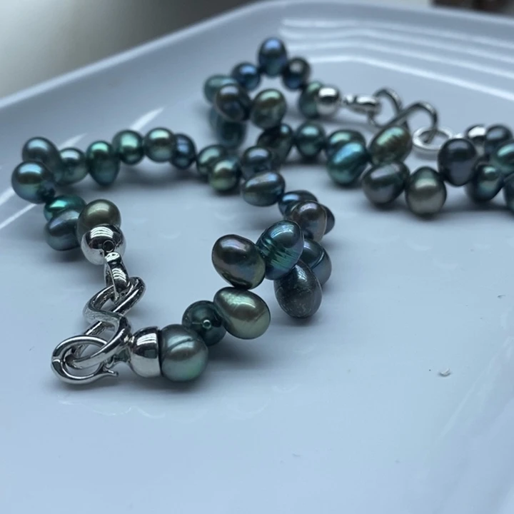 银S925镶嵌淡水珍珠颈饰