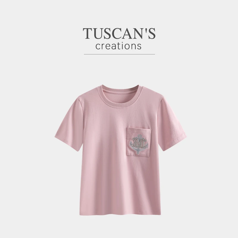 TUSCAN'S CREATIONS宽松女t恤休闲上衣女装圆领T恤时代集团双鱼