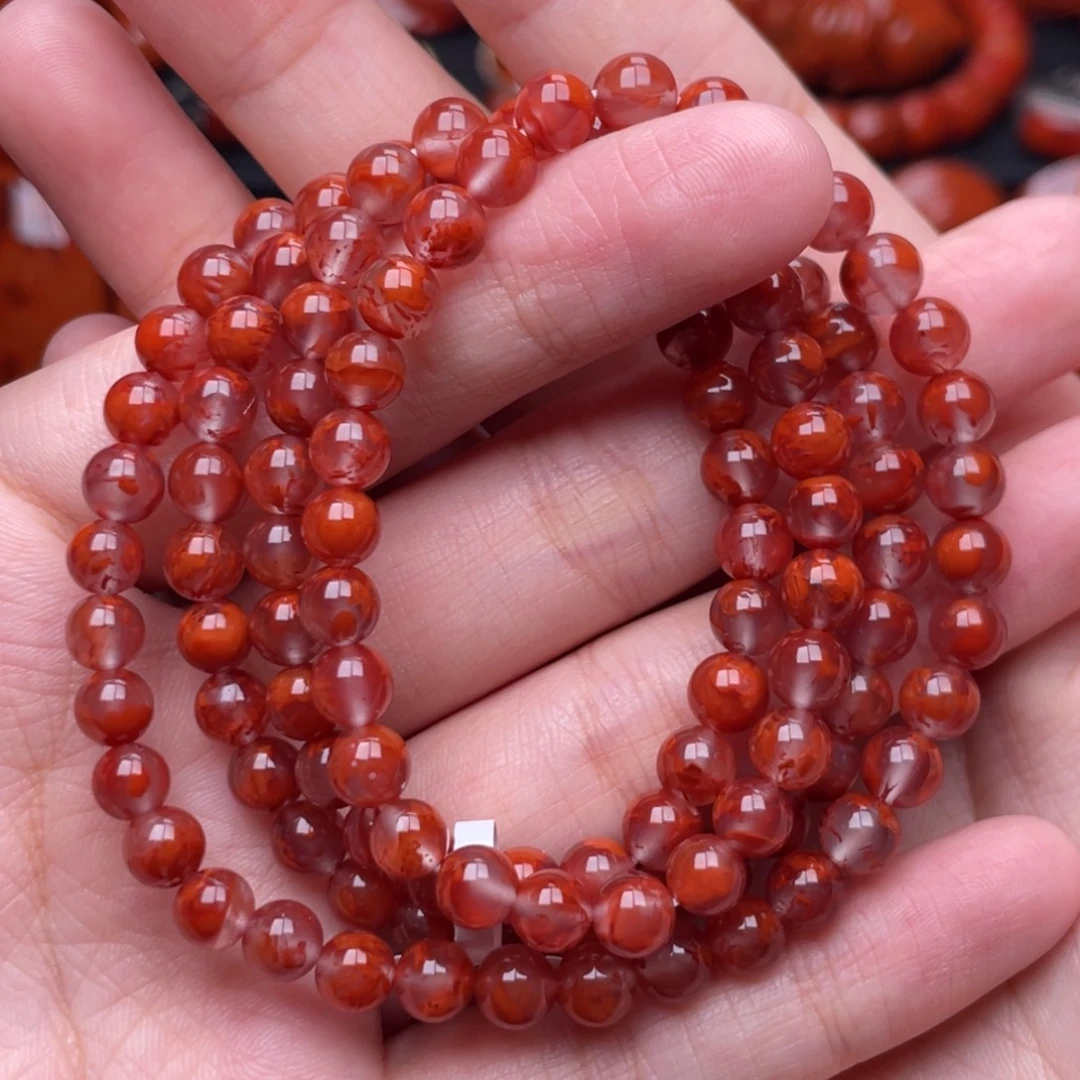 南红玛瑙未镶嵌珠宝奇石多圈6mm