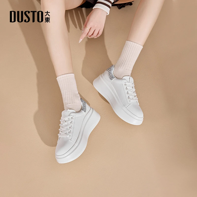 大东2025春季新款女鞋低帮板鞋小白鞋女款ins软底增高鞋子女0710