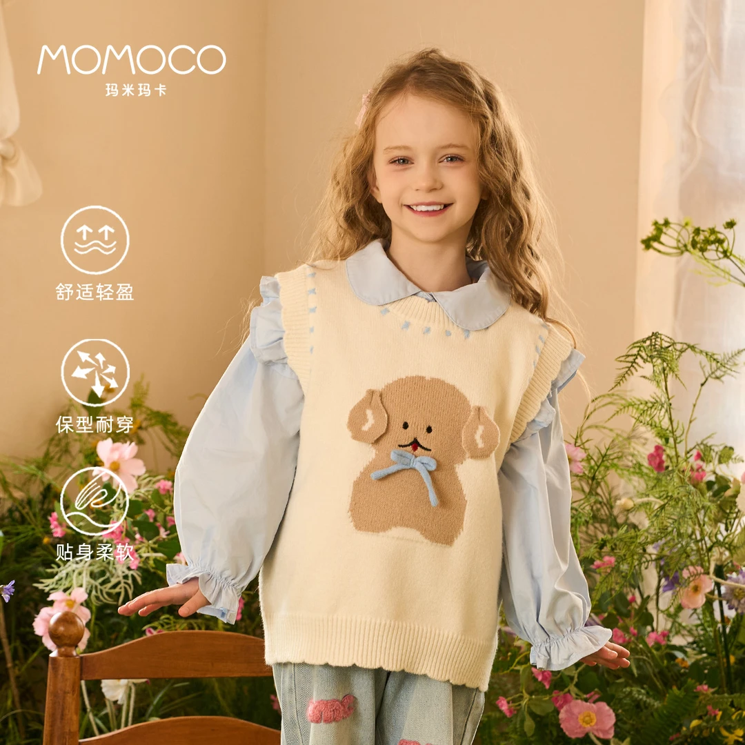 MOMOCO欧若风春季女童甜美小兔子无袖马甲77580110001