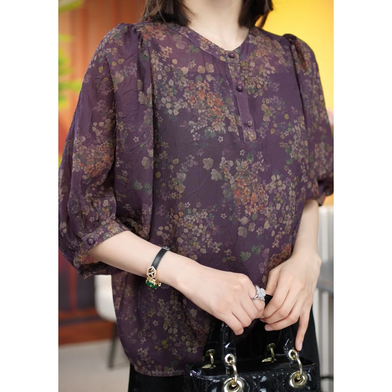 【紫兰花】6.20-1阔太洋气透气舒适感上衣女装