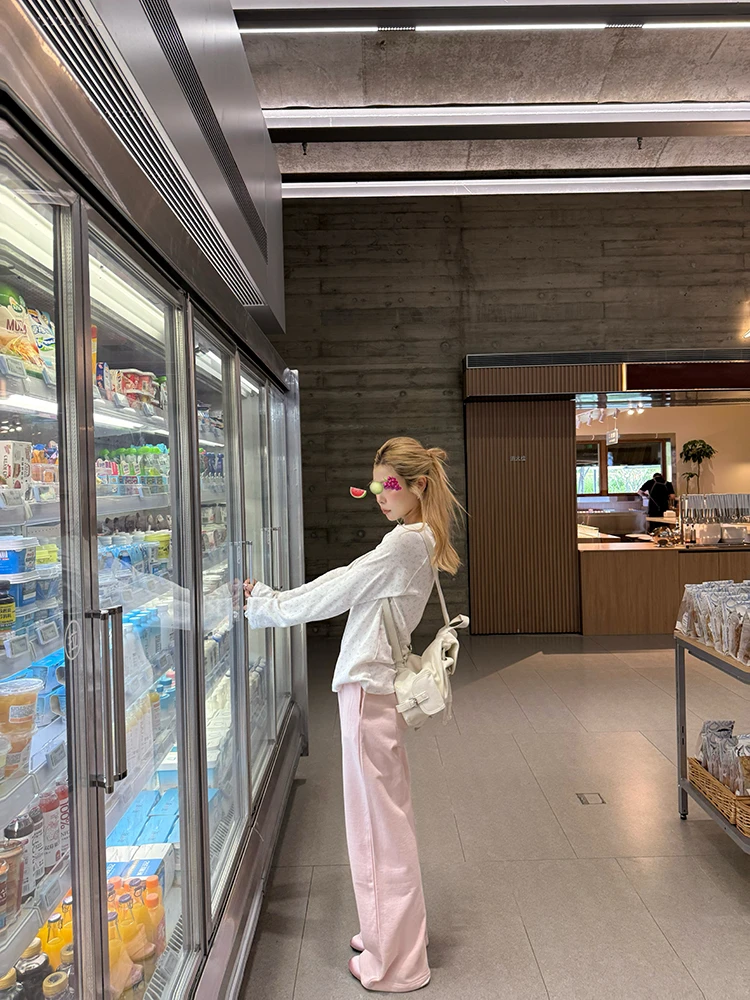 【五月欧尼】粉色卫裤3051