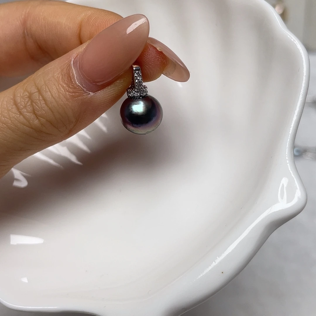 吊坠(不含链)银S925镶嵌海水珍珠