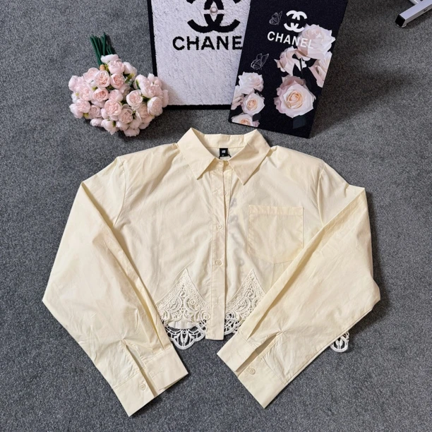 韩版时尚气质蕾丝拼接设计衬衫25182