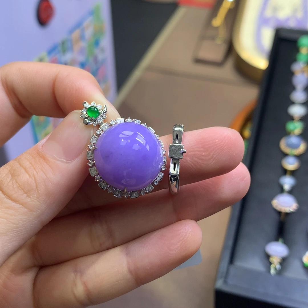 翡翠18K金镶嵌颈饰翡翠（两用款）