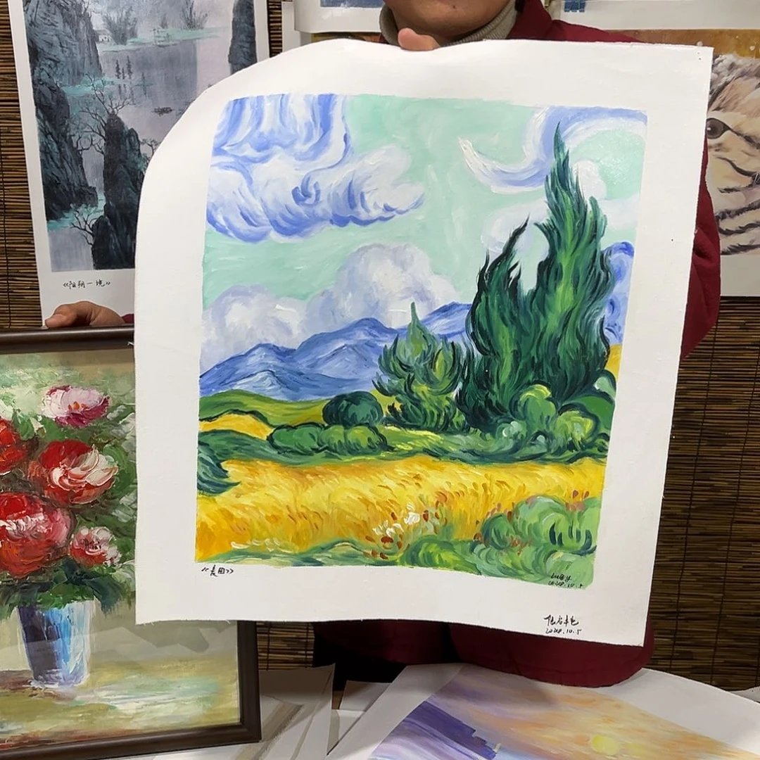 油画S****R行路人小院绘画作品