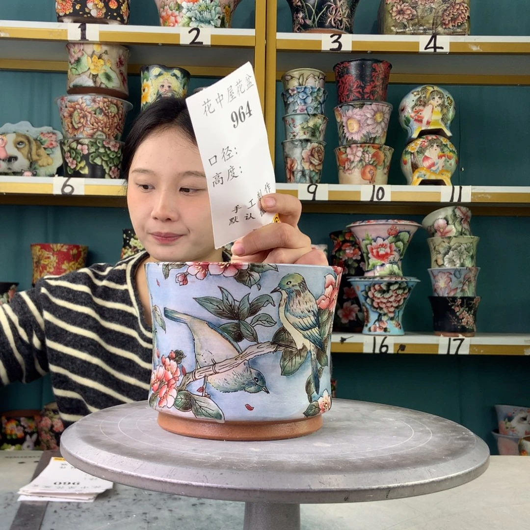 艾***子陶景德镇手工花盆964