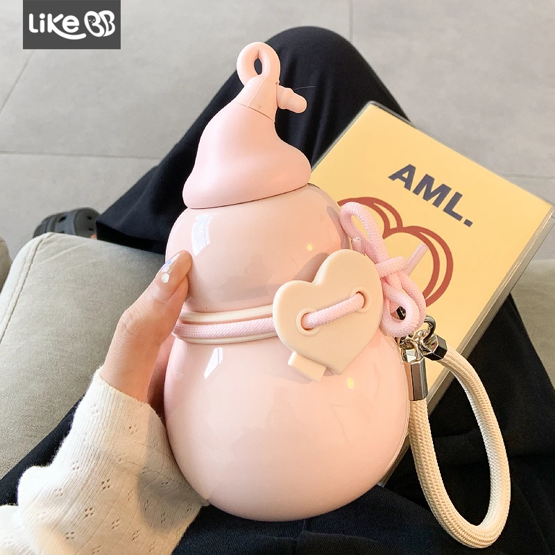 葫芦水壶可爱保温杯女生高颜值带吸管水杯女新款2025杯子七夕礼物