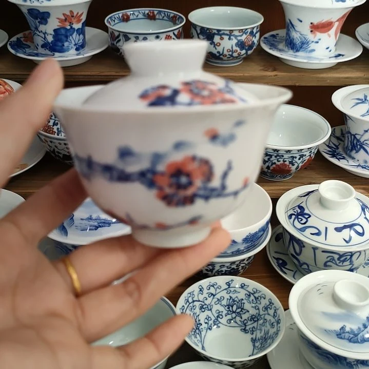 景德镇手绘盖碗梅花