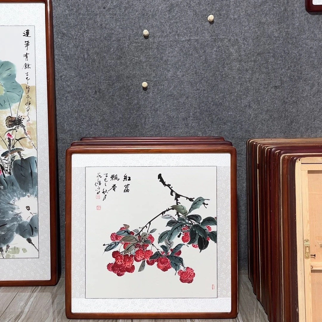 国画书画作品带框63×63