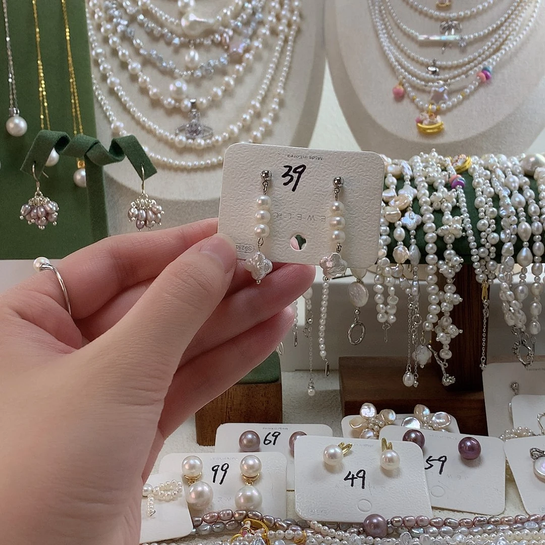淡水珍珠耳饰合金