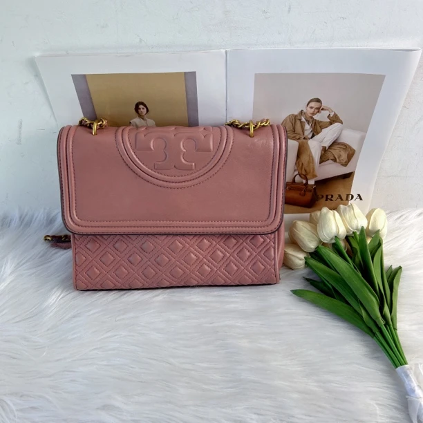 95新 TORY BURCH/汤丽柏琦 汤丽柏琦玫粉色单肩包B1304