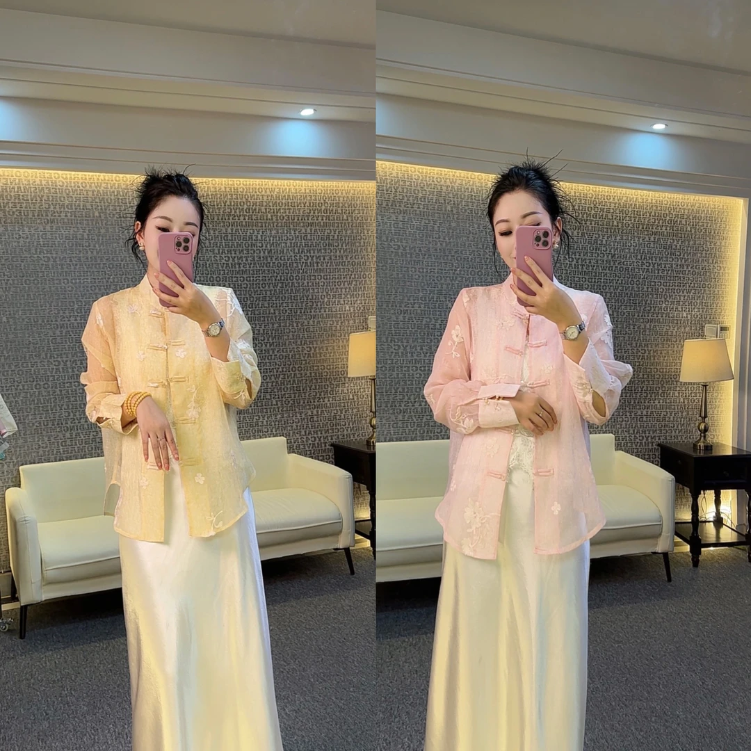 6088 新中式女士上衣 国风气质款开衫 2025夏季新款防晒衫 上衣