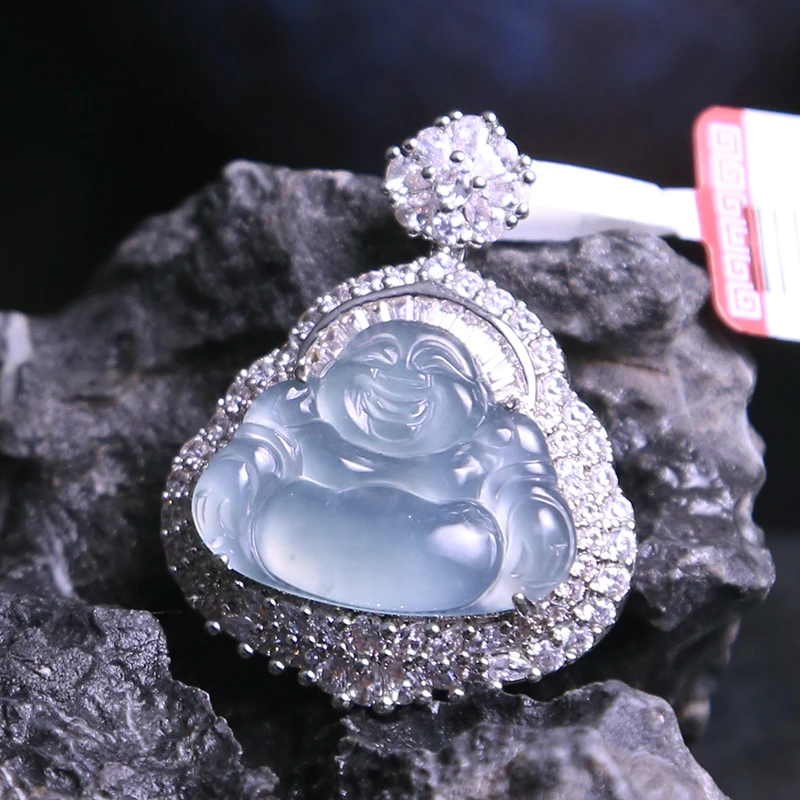 翠贤堂078高冰种佛公天然A货翡翠玉石吊坠