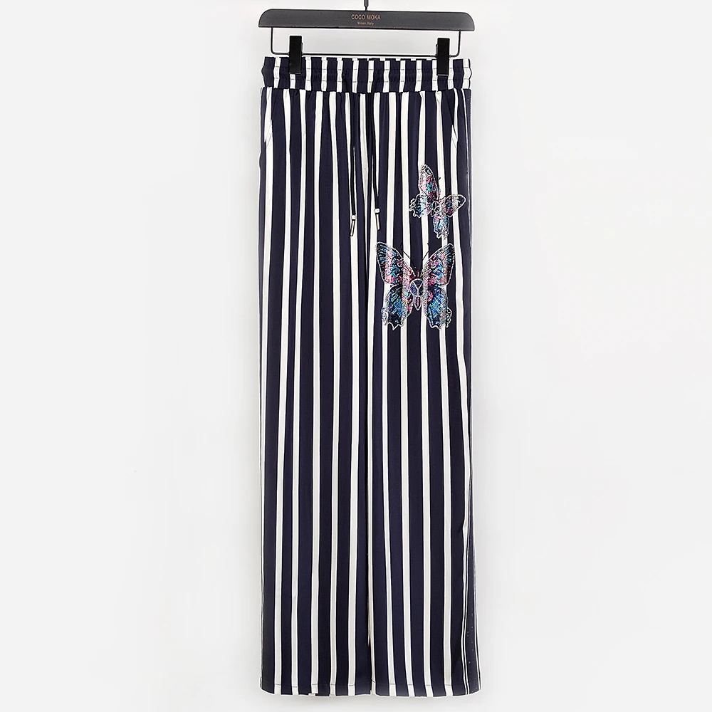 2025新款休闲女裤拼色显瘦气质长裤透气轻薄【KZ2595】