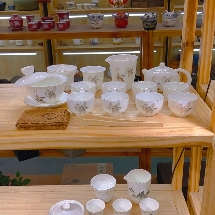 【不止】羊脂玉瓷茶具套装