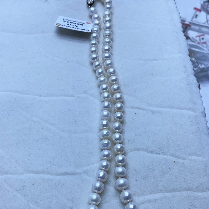 淡水珍珠项链银S925镶嵌孤品8-9无核