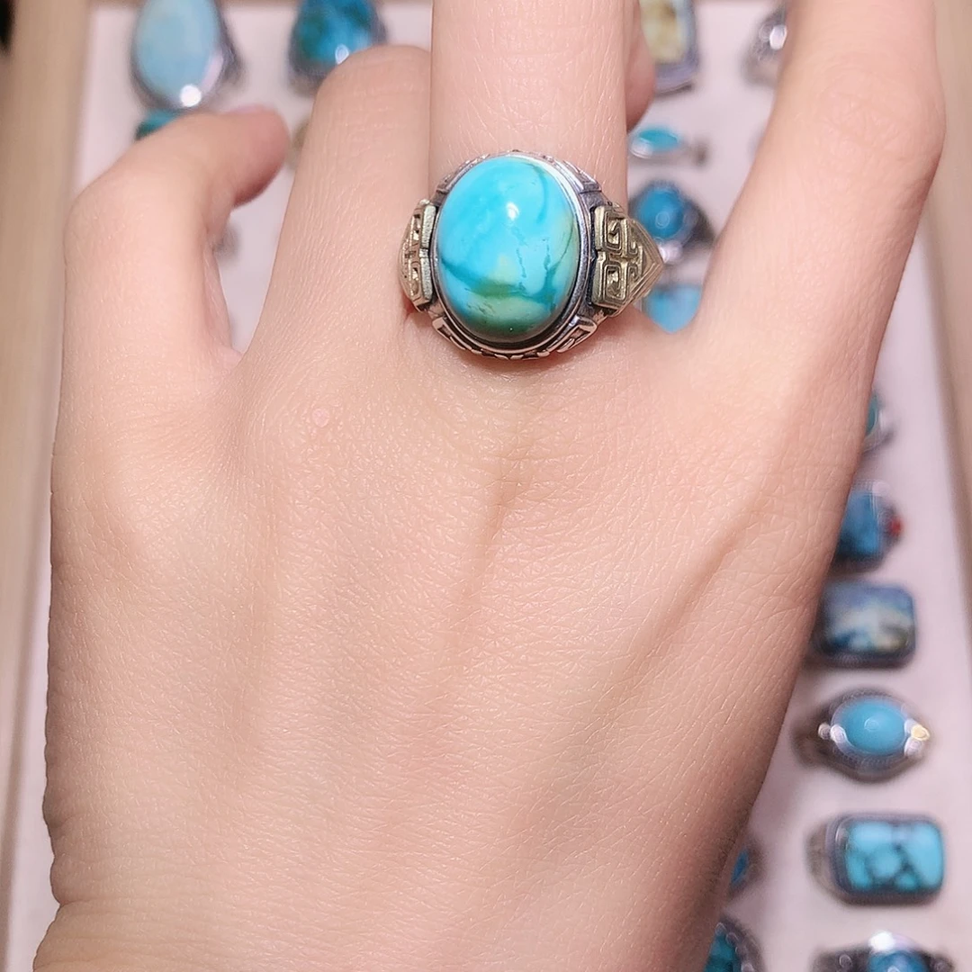 绿松石银S925镶嵌挂件