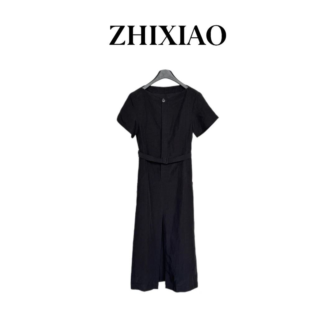 【ZHIXIAO】春季新款：前开叉短袖连衣裙20725