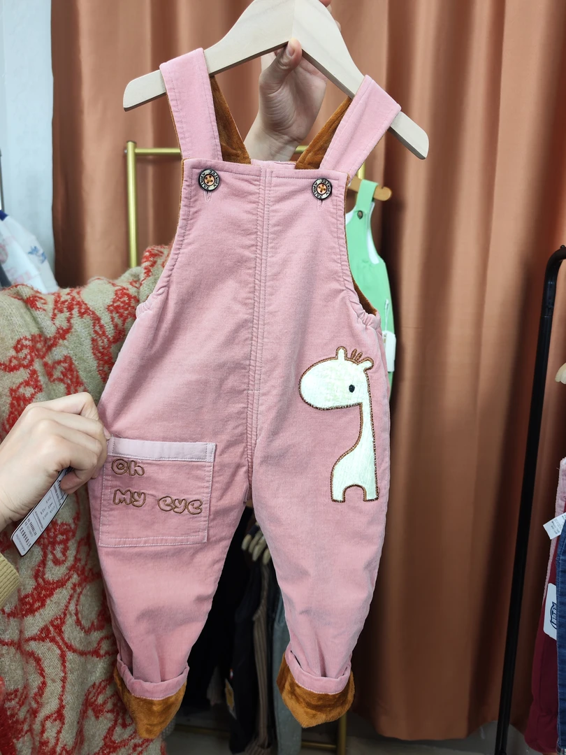 婴儿裤子秋冬加绒保暖灯芯绒0一3岁断码捡漏可开裆宝宝背带裤外穿