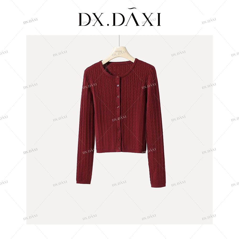代大喜【红巧莓果】优雅气质针织开衫2025初秋新款绵羊毛通勤外套