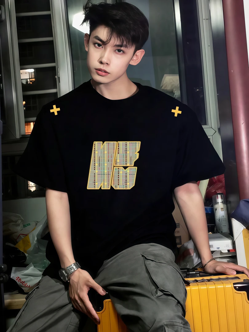 【重磅纯棉】美式夏季港风潮牌男短袖T恤印花圆领宽松圆领创意ins